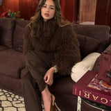 Cappotto corto in pelliccia sintetica con cardigan e montone