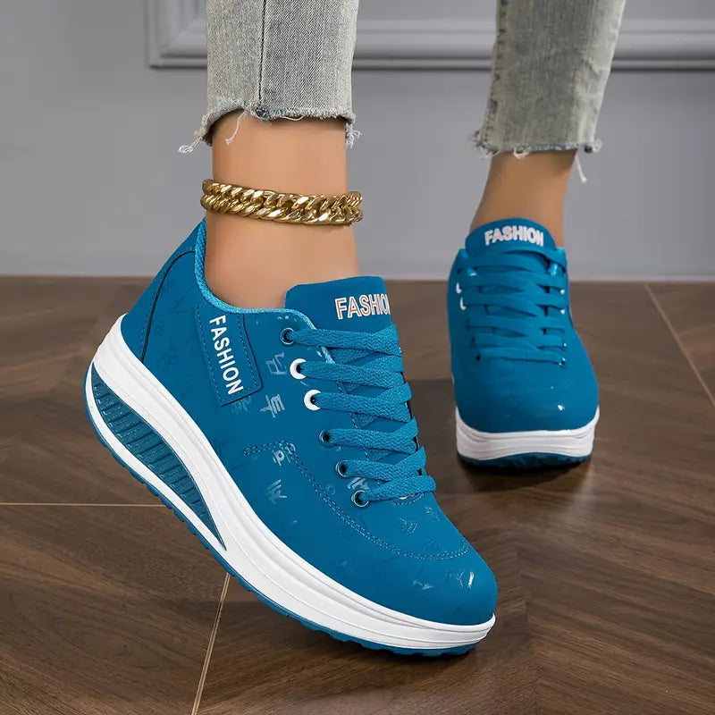 Sneakers da donna – Basse – Suola spessa e ammortizzata – Traspiranti – Allacciate