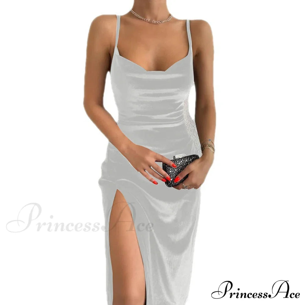 Abito midi con spacchi in velluto Festive Cheer