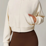 Giacca da yoga con cerniera e colletto rialzato in pile