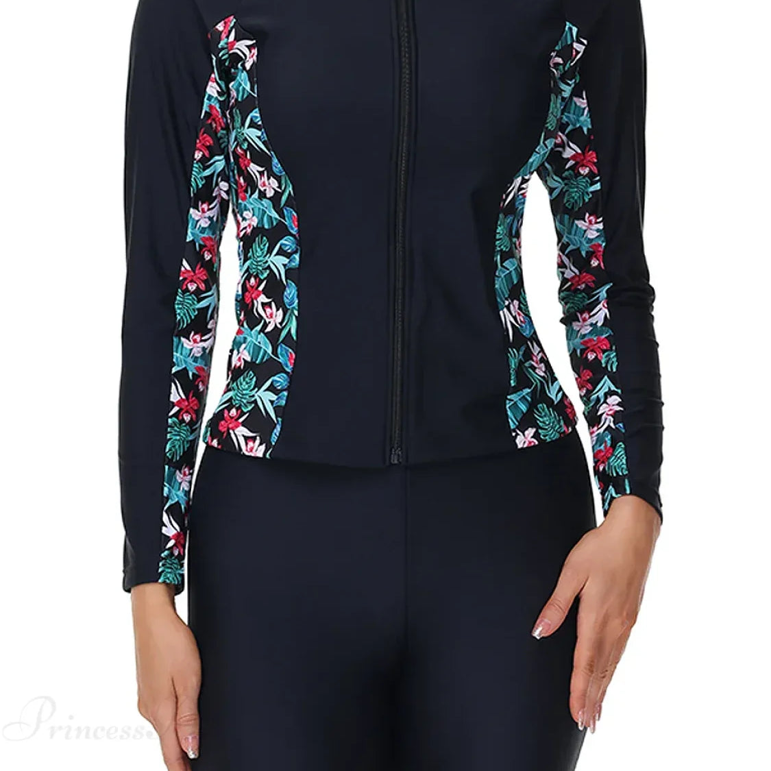 Completo da surf Rashguard floreale in due pezzi