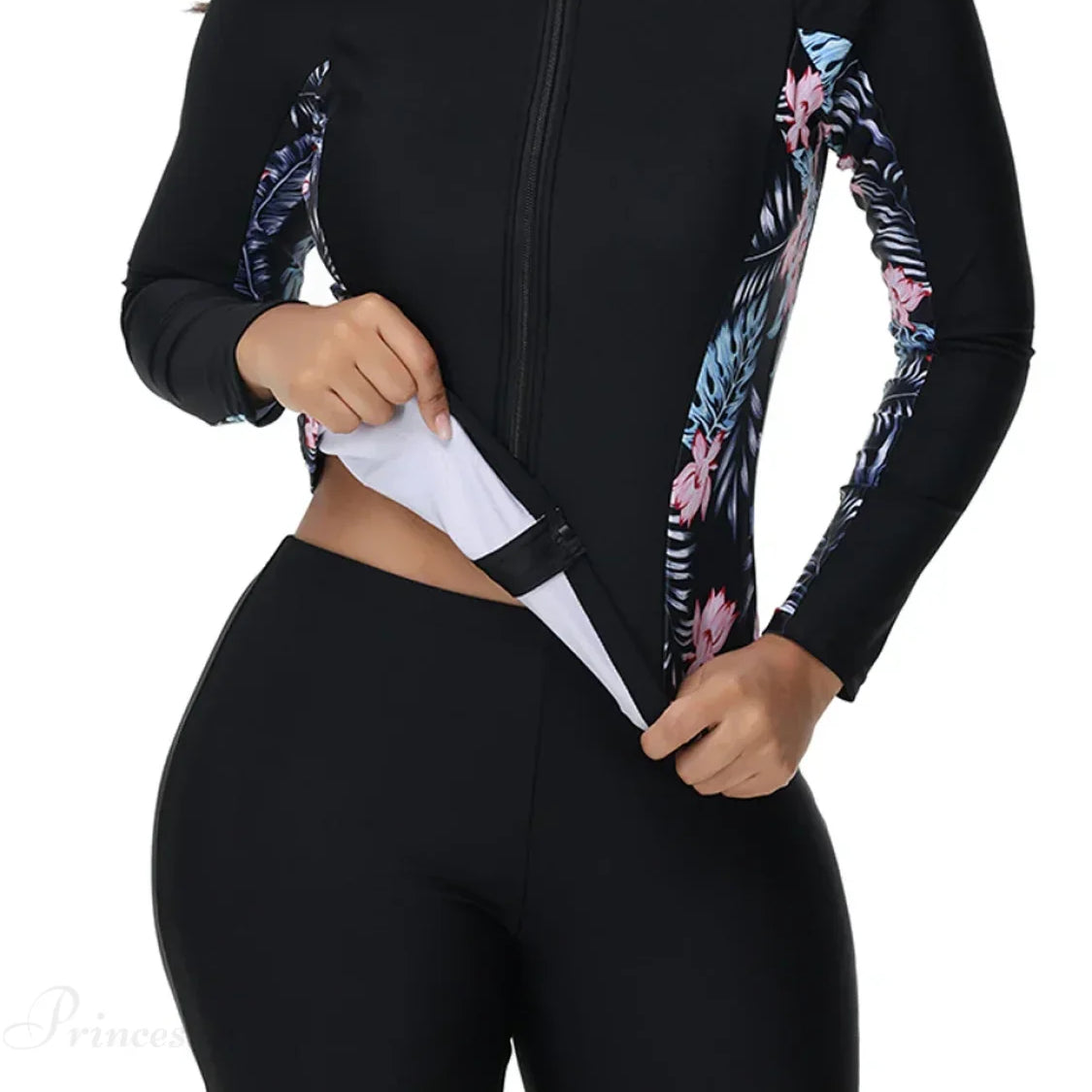 Completo da surf Rashguard floreale in due pezzi