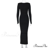 Vestito midi sexy a maniche lunghe con scollo a V e scollo a V floreale da donna