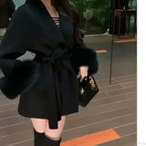 Soprabito con maniche lunghe e patchwork di pelliccia