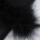 Abito a canotta con strati di pelliccia e strass