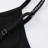 Abito a canotta con strati di pelliccia e strass