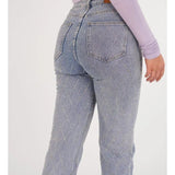 Pantaloni da donna - Vita alta - Gamba larga - Motivo a rombi con rivetti - Stile elegante