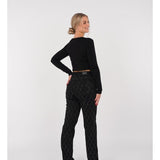 Pantaloni da donna - Vita alta - Gamba larga - Motivo a rombi con rivetti - Stile elegante