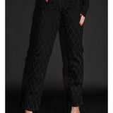 Pantaloni da donna - Vita alta - Gamba larga - Motivo a rombi con rivetti - Stile elegante