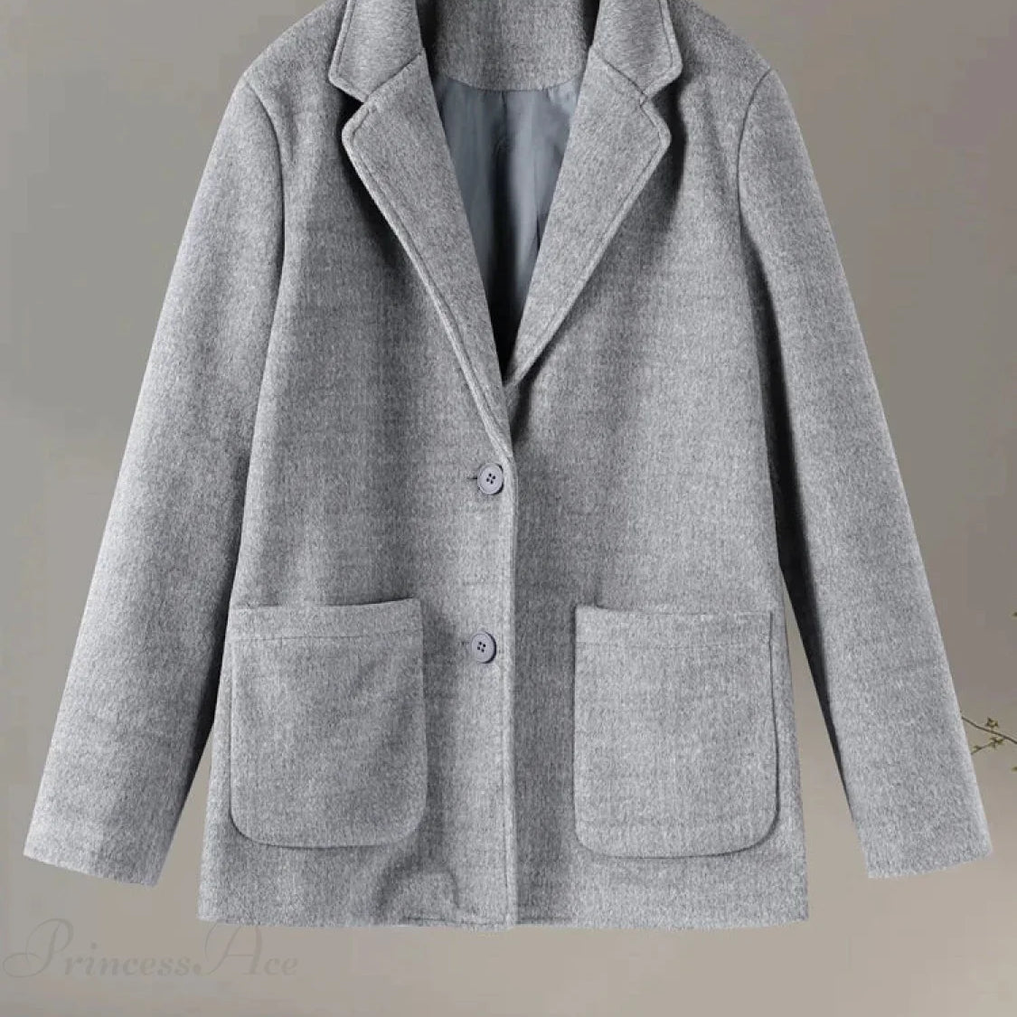 Cappotto casual grigio in lana con bottoni e intaglio