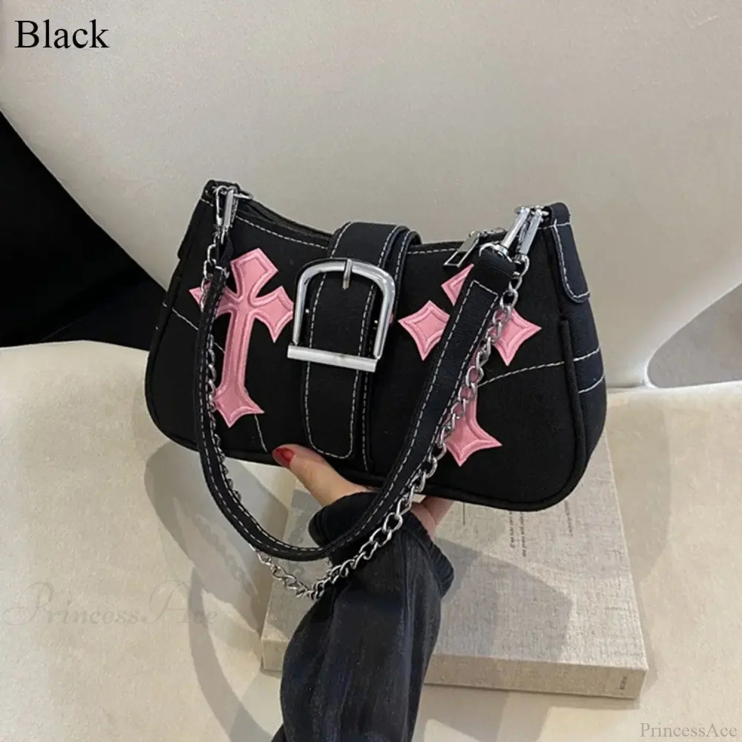 Borsa a tracolla in tela con fibbia in metallo Hasp