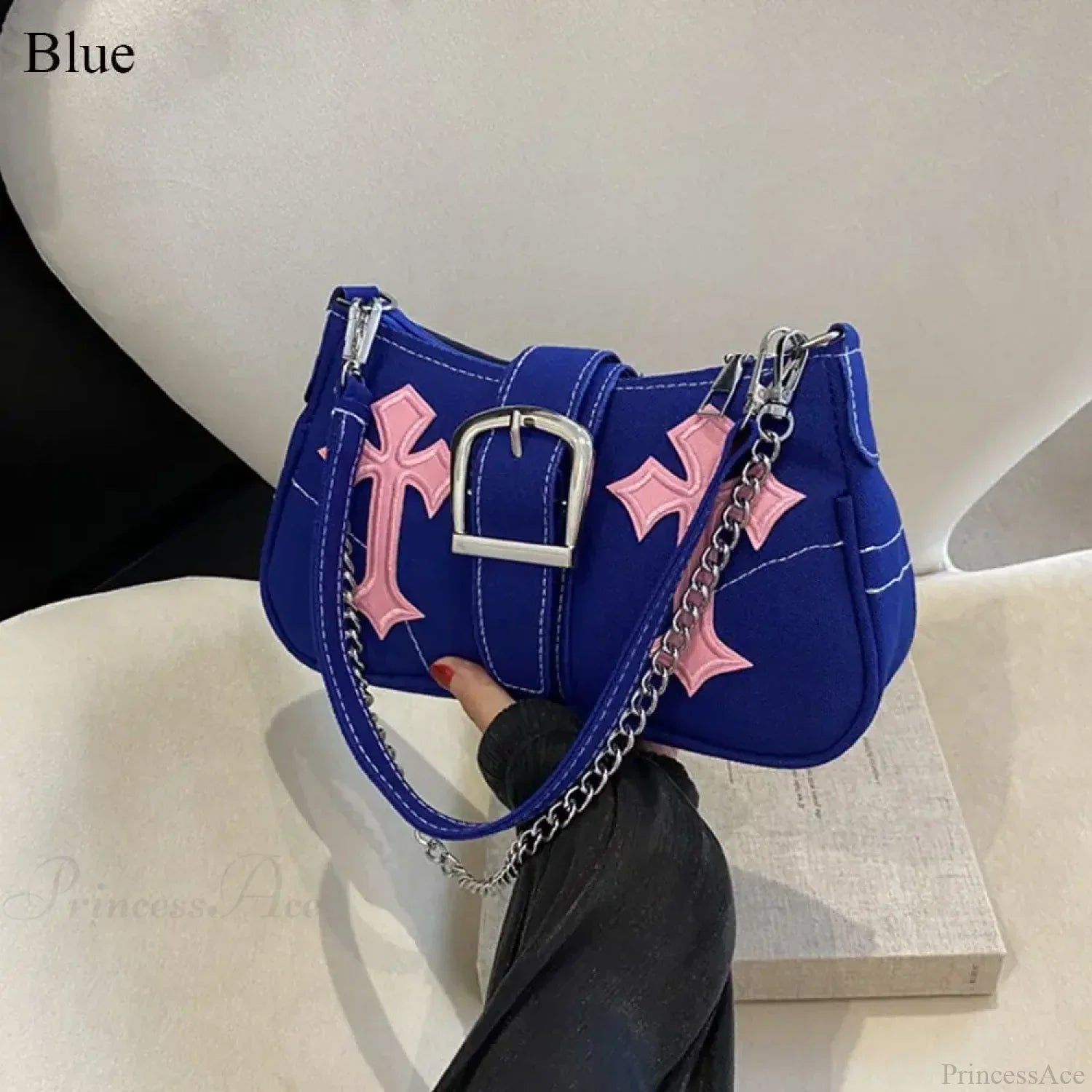 Borsa a tracolla in tela con fibbia in metallo Hasp