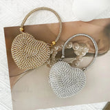 Borsa a tracolla con diamanti scintillanti a forma di cuore