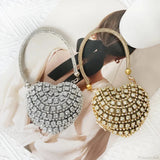 Borsa a tracolla con diamanti scintillanti a forma di cuore