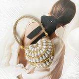 Borsa a tracolla con diamanti scintillanti a forma di cuore