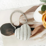 Borsa a tracolla con diamanti scintillanti a forma di cuore