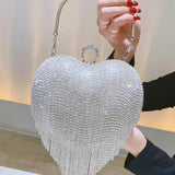 Pochette da sera di lusso con diamanti a forma di cuore e strass