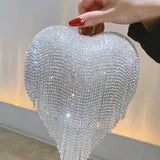 Pochette da sera di lusso con diamanti a forma di cuore e strass