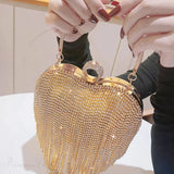 Pochette da sera di lusso con diamanti a forma di cuore e strass