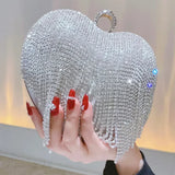 Pochette da sera di lusso con diamanti a forma di cuore e strass
