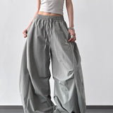 Pantaloni cargo larghi a vita alta