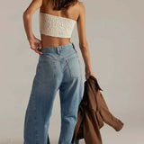 Jeans larghi a vita alta e lunghi