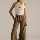 Jeans larghi a vita alta e lunghi