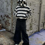 Felpa con cappuccio e stampa grafica a doppio strato Hip-Hop