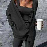 Cardigan da donna – Maglia a coste – Vestibilità comoda – Scollo a V – Maniche lunghe – Tasche