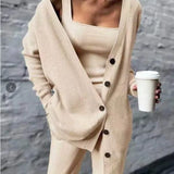 Cardigan da donna – Maglia a coste – Vestibilità comoda – Scollo a V – Maniche lunghe – Tasche