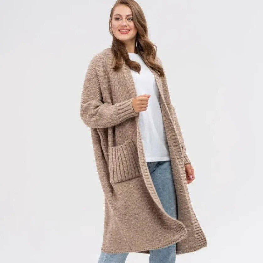 Gilet da donna – Maglia di lana – Vestibilità oversize – Lungo con ampie tasche