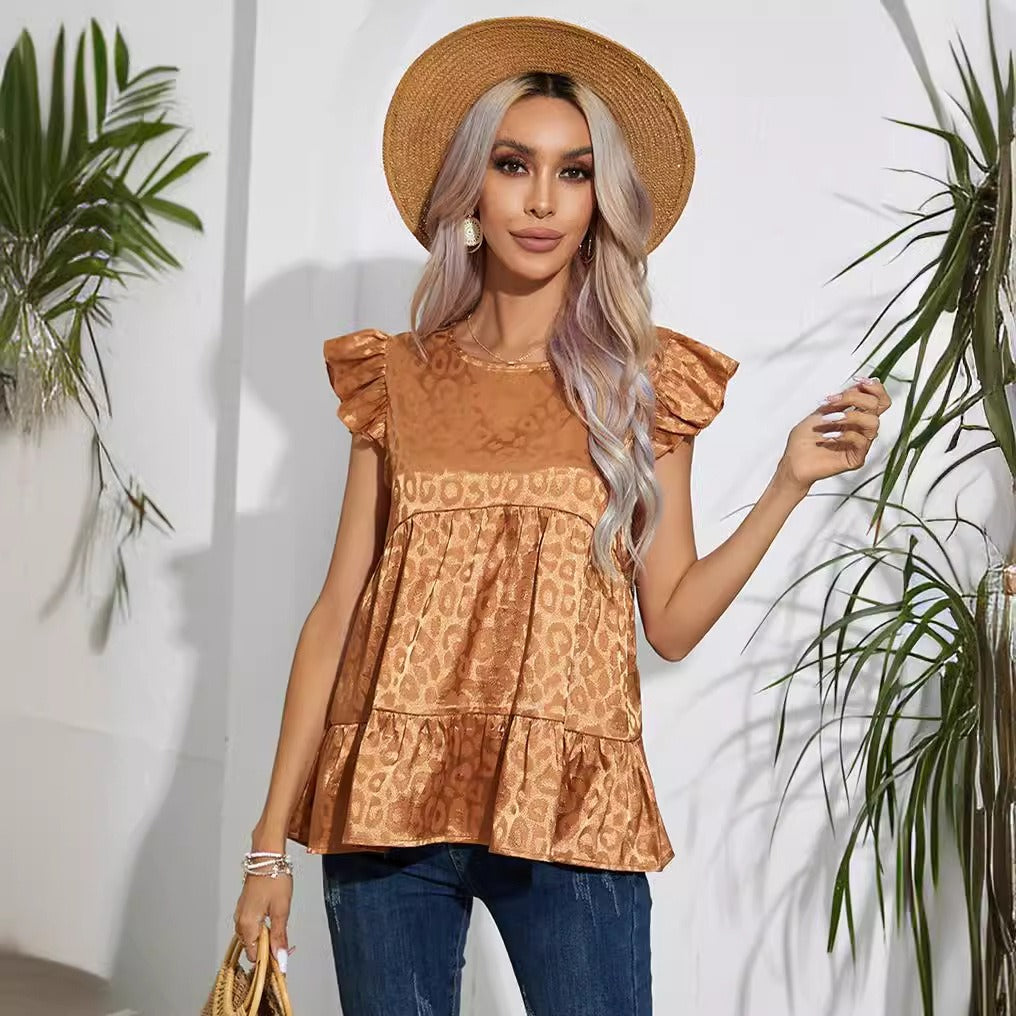 Cardigan da donna – Vestibilità ampia – Jacquard effetto seta – Volant – Lunghezza ai fianchi