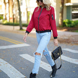 Giubbotto bomber da donna – Vestibilità rilassata – Rifiniture a coste – Chiusura con zip