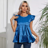 Cardigan da donna – Vestibilità ampia – Jacquard effetto seta – Volant – Lunghezza ai fianchi