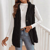 Cardigan gilet da donna – vestibilità comoda – effetto peluche – cappuccio – abbottonato