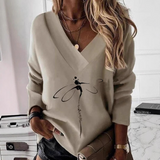 Felpa da donna – Vestibilità rilassata – Scollo a V – Stampa Paisley – Maniche lunghe