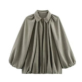 Giubbotto bomber da donna – Vestibilità rilassata – Maniche a sbuffo – Chiusura con zip – Tessuto leggero