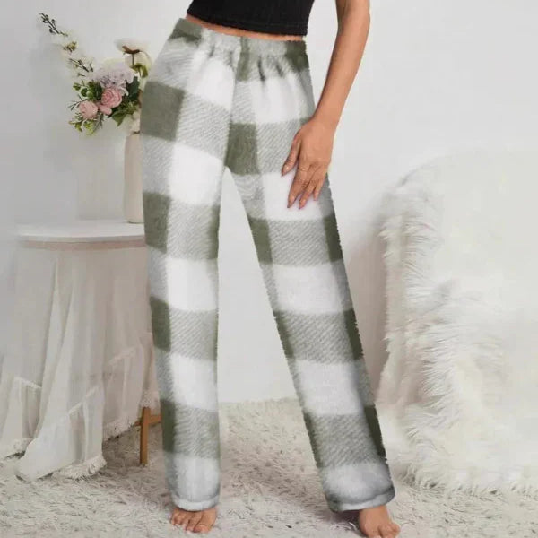 Pantaloni da donna – Vestibilità rilassata – Tessuto morbido – Vita elasticizzata – Fantasia a quadri