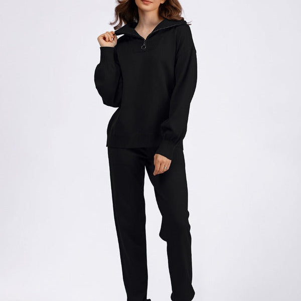 Completo due pezzi da donna - Maglia fine - Vestibilità comoda - Maniche a sbuffo