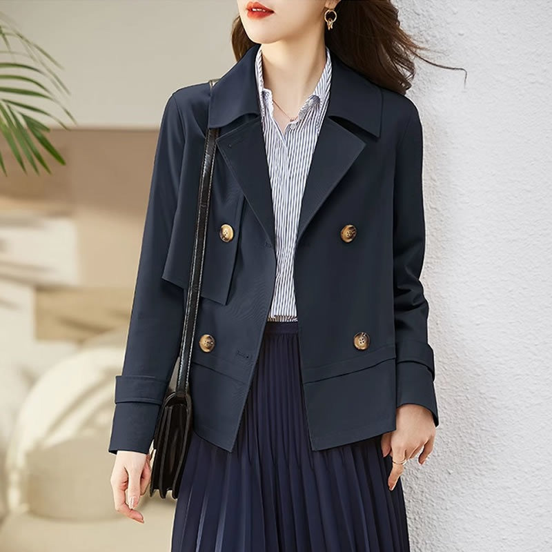 Trench da donna – Taglio aderente – Doppiopetto – Tessuto strutturato leggero