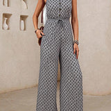 Tuta da donna – Vestibilità ampia – Senza maniche – Scollo a V – Coulisse in vita – Tessuto traspirante