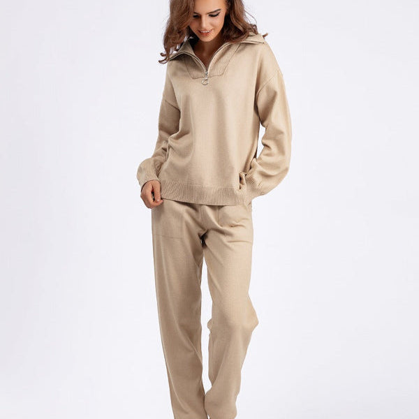 Completo due pezzi da donna - Maglia fine - Vestibilità comoda - Maniche a sbuffo