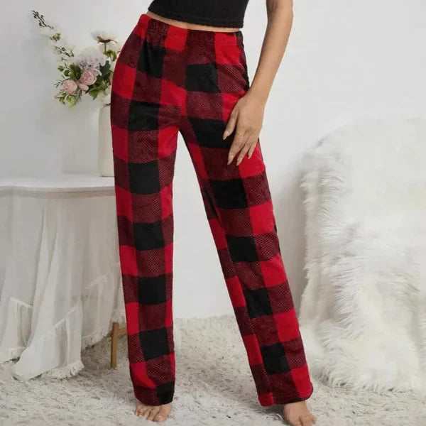 Pantaloni da donna – Vestibilità rilassata – Tessuto morbido – Vita elasticizzata – Fantasia a quadri