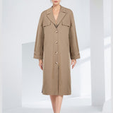 Trench da donna – Vestibilità oversize – Scollo a V – Tasche con patta – Cotone di media lunghezza