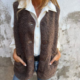 Cardigan da donna – Vestibilità rilassata – Pile effetto pelle di pecora – Bottoni sul davanti