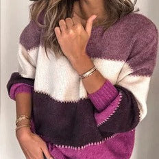 Maglione da donna – Maglia morbida – Vestibilità rilassata – Maniche lunghe – Motivo a righe