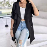 Trench da donna – Vestibilità comoda – Vita regolabile – Maniche arrotolate – Lunghezza a metà coscia