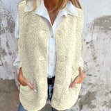 Cardigan da donna – Vestibilità rilassata – Pile effetto pelle di pecora – Bottoni sul davanti