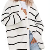 Cardigan da donna – Vestibilità oversize – Maglia a coste – Bottoni sul davanti – Scollo a V