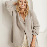 Cardigan da donna – Maglia a coste – Vestibilità oversize – Abbottonato – Spalle scese